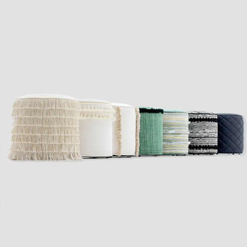 Contemporary pouf - TUUCI - fabric / round / gray