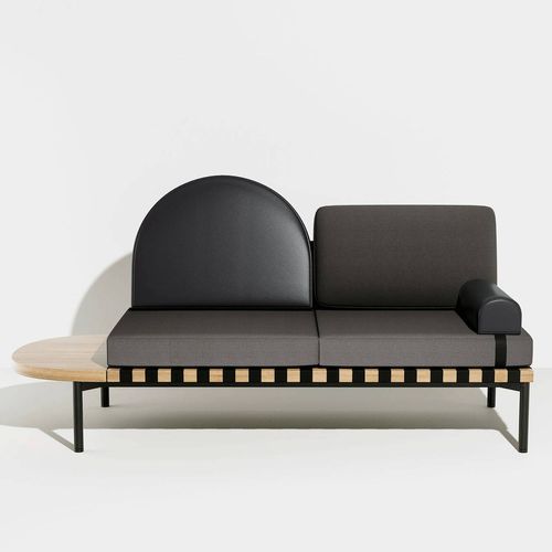 Contemporary daybed - GRID - Petite Friture - fabric / leather / wooden