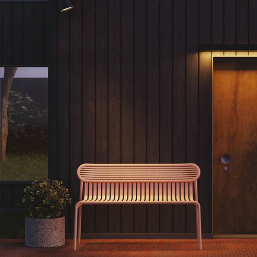 Contemporary garden bench - WEEK-END - Petite Friture - painted aluminum / with backrest / without backrest