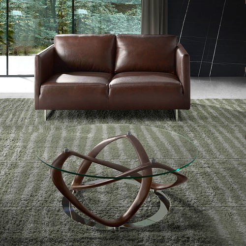 Contemporary coffee table - 2064 - Angel Cerdá - tempered glass / chrome steel base / beech base