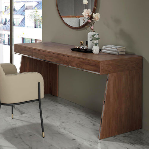 Free-standing desk - 3217 - Angel Cerdá - contemporary / wood veneer / stainless steel