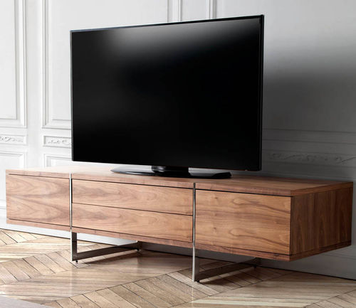 Contemporary TV cabinet - 3045 - Angel Cerdá - with drawers / with storage / walnut