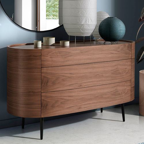 Contemporary chest of drawers - 7075 - Angel Cerdá - walnut / 3-drawer / for hotel room