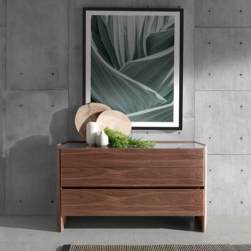 Contemporary chest of drawers - 7073 - Angel Cerdá - walnut / glass / rectangular