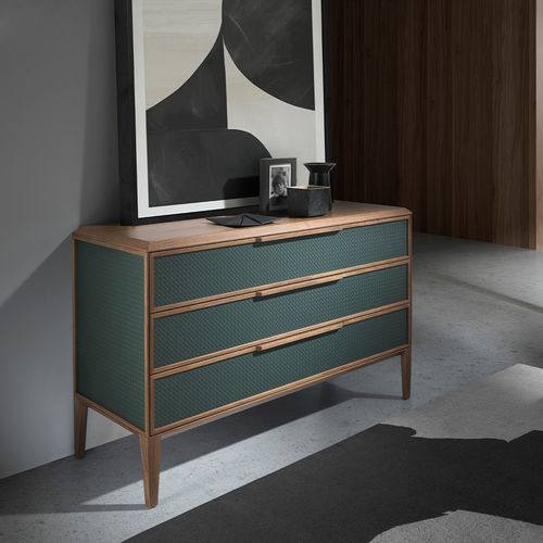 Contemporary chest of drawers - 7150 - Angel Cerdá - wood veneer / PVC / 3-drawer