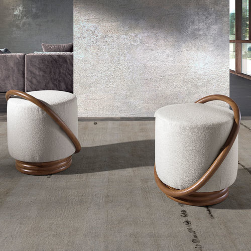 Contemporary pouf - 5110 - Angel Cerdá - fabric / wooden / round