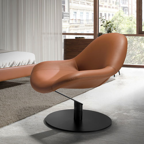 Contemporary armchair - 5116 - Angel Cerdá - synthetic leather / brown / commercial