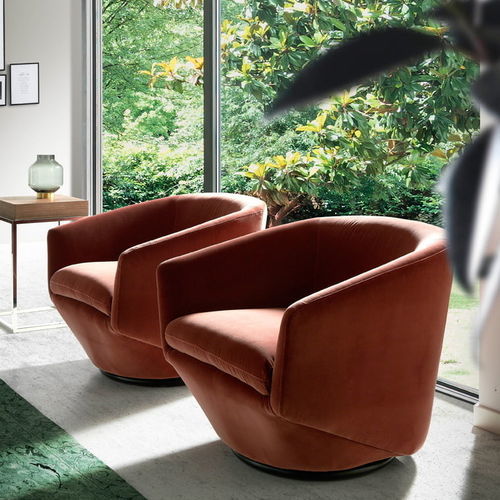 Contemporary armchair - 5041 - Angel Cerdá - velvet / pine / commercial