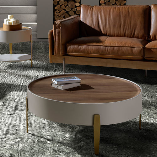 Contemporary coffee table - 2151 - Angel Cerdá - walnut / wood veneer / lacquered MDF