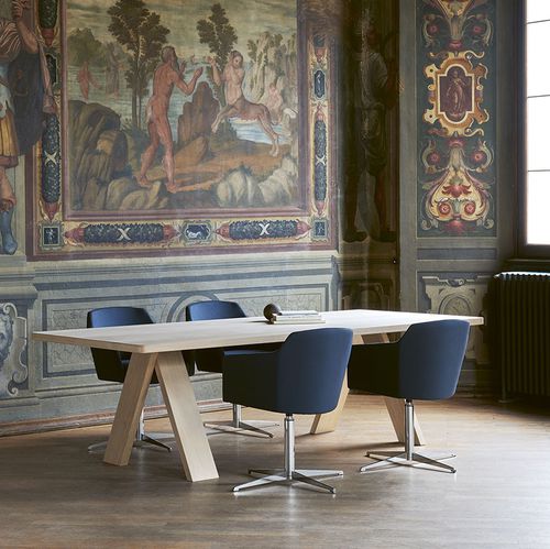Contemporary table - ARTFUL - SEGIS - oak / MDF / oak base