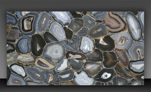 Semiprecious stone stone slab - BLACK AGATE - PAYANINI SRL - for floor / for interior / polished