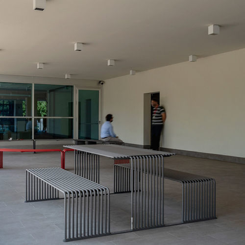 Contemporary picnic table - 015  - URBANTIME - galvanised steel / powder-coated steel / galvanised steel base