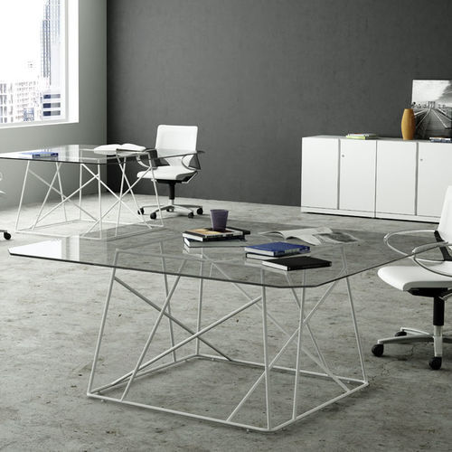 Contemporary boardroom table - CE - FAMO - wooden / metal base / wooden base