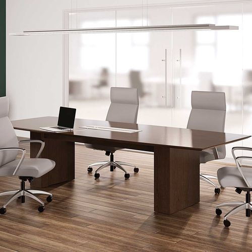 Contemporary boardroom table - VISION  - Jasper Group - wooden / metal base / rectangular
