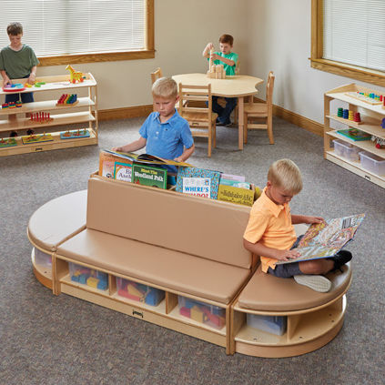 Modular upholstered bench - READ-A-ROUND - Jonti-Craft, Inc. - contemporary / wooden / with backrest