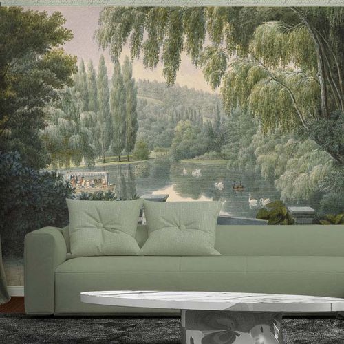 Contemporary wallpaper - SWAN LAKE 2 - Papiers de Paris - nature pattern / panoramic / wallpaper look