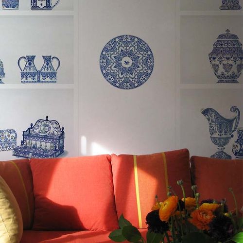 Contemporary wallpaper - FAIENCES OF ROUEN #2 - Papiers de Paris - patterned / wallpaper look / printed