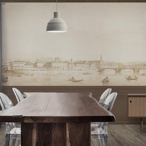 Contemporary wallpaper - GONDOLES IN FLORENCE - Papiers de Paris - panoramic / scenic / wallpaper look