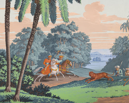 Classic wallpaper - La Grande Chasse au Tigre dans l'Inde - Papiers de Paris - panoramic / wallpaper look / PVC-free