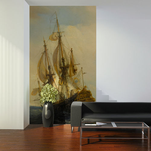 Traditional wallpaper - NAVAL BATTLE - Papiers de Paris - patterned / scenic / wallpaper look