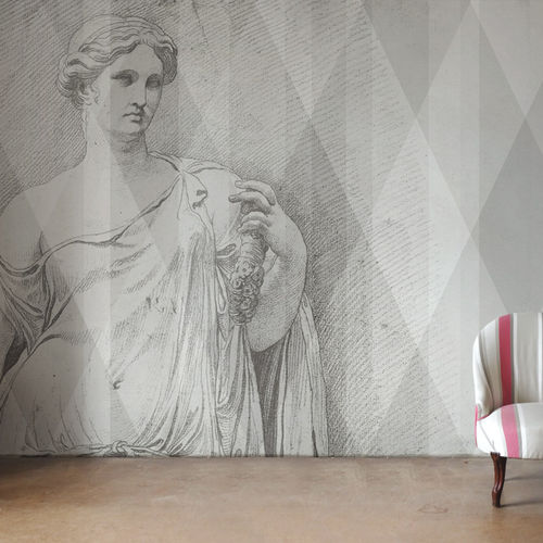 Classical style wallpaper - ANTICO - Papiers de Paris - scenic / fabric look / gray