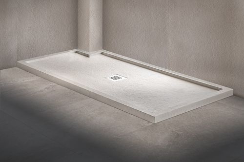Rectangular shower base - SILEX FRAMED - Fiora - above floor / stainless steel / slate