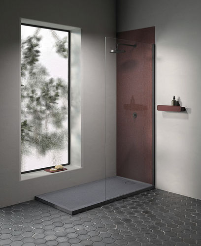 Rectangular shower base - KOU - Fiora - extra-flat / above floor / stainless steel