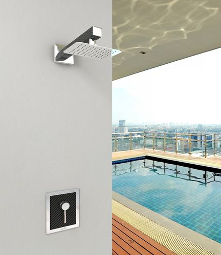 Shower mixer tap - MIX CARBON R (51037) - Inoxstyle - wall-mounted / stainless steel / carbon fiber