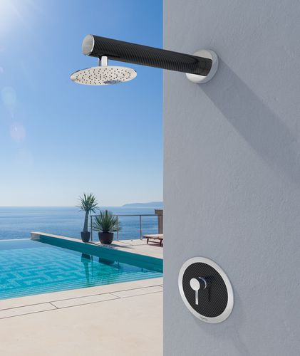 Shower mixer tap - MIX CARBON T (51038) - Inoxstyle - wall-mounted / stainless steel / carbon fiber