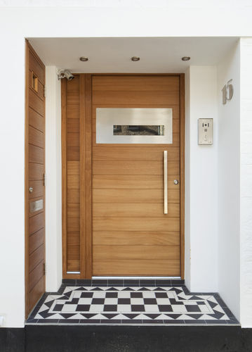 Entry door - FERRARA E80 - Urban Front - oak / swing / semi-glazed