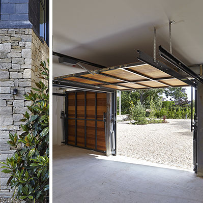 Tilting garage door - E80 - Urban Front - wooden / manual / automatic