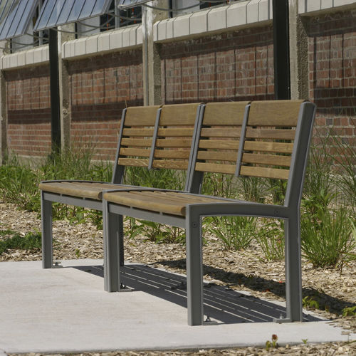 Traditional public bench - MLB720 - Maglin Site Furniture - ipe / cast aluminum / with backrest