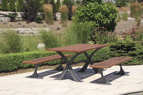 Contemporary table and bench set - MLPT1200 - Maglin Site Furniture - wooden / aluminum / outdoor