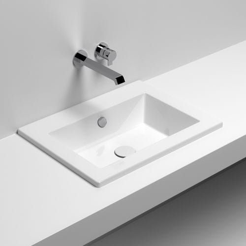Semi-recessed washbasin - STAR 58 - SIGN - ceramic / rectangular / contemporary