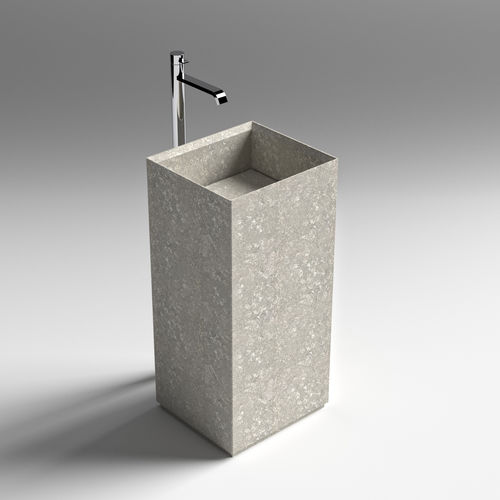 Free-standing washbasin - TESO - SIGN - natural stone / square / contemporary