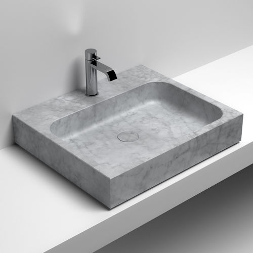 Countertop washbasin - QUBICO CON - SIGN - natural stone / rectangular / contemporary