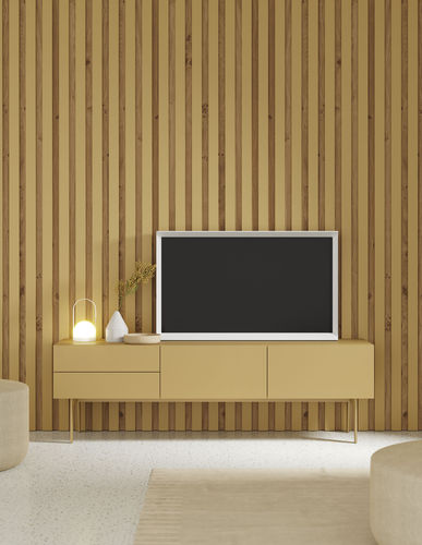 Classic living room wall unit - COMPACT SALON 5 - VIVE - MUEBLES VERGE S.L. - matte lacquered wood / for TV / with drawer