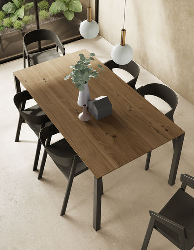 Contemporary dining table - TOP 007 - VIVE - MUEBLES VERGE S.L. - oak / wood veneer / metal base
