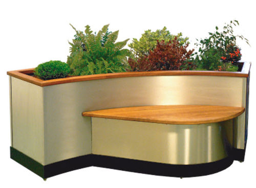 Contemporary public bench - OLEA - Design espaces - metal / with integrated planter