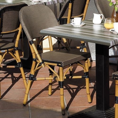 Contemporary restaurant chair - TEQUILA  - VLAEMYNCK - outdoor / fabric / lacquered aluminum base