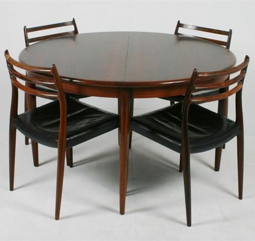 Scandinavian design dining table - 1957-69 - paere dansk - rosewood / round / oval