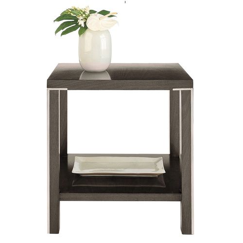 Contemporary bedside table - T-757 - ArtesMoble - walnut / stainless steel / beech base