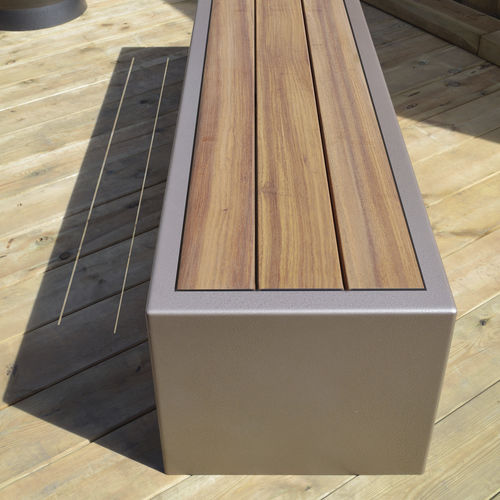 Contemporary Public Bench Palma Frepat Urban Equipment Wooden Galvanized Steel Cor Ten Steel