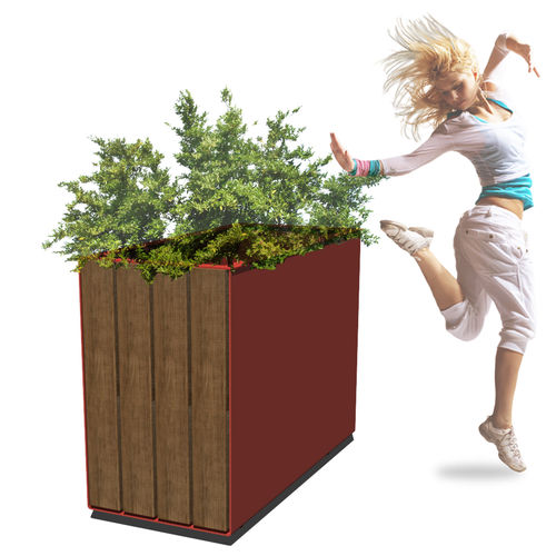 Wooden planter - ANDORRA - FREPAT URBAN EQUIPMENT - galvanised steel / COR-TEN® steel / powder-coated steel