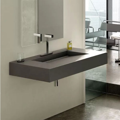 Wall-mounted washbasin - STYLE - RESIGRES - polyurethane resin / with counter / with towel rack