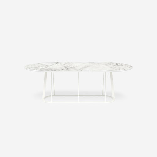 Contemporary dining table - Plat-O Flat-Oval 8 - HALDANE - Dekton® / stainless steel base / oval