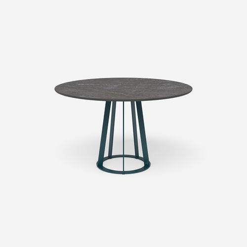 Contemporary dining table - Plat-O Round 5 - HALDANE - Dekton® / stainless steel base / round