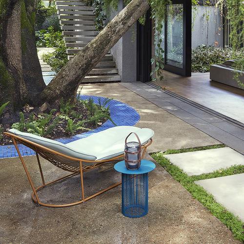 Contemporary side table - Cha Cha 500 - HALDANE - aluminum / stainless steel base / round