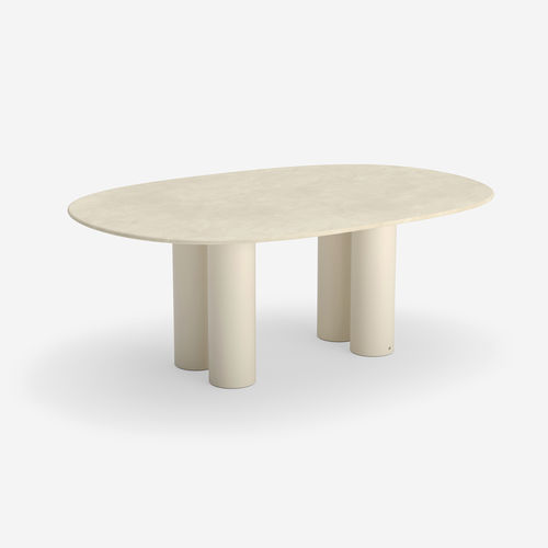 Contemporary dining table - Dombolo 6 - HALDANE - Dekton® / lacquered stainless steel base / oval