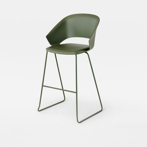 Contemporary bar stool - ICON - Mara - polypropylene / metal base / sled base